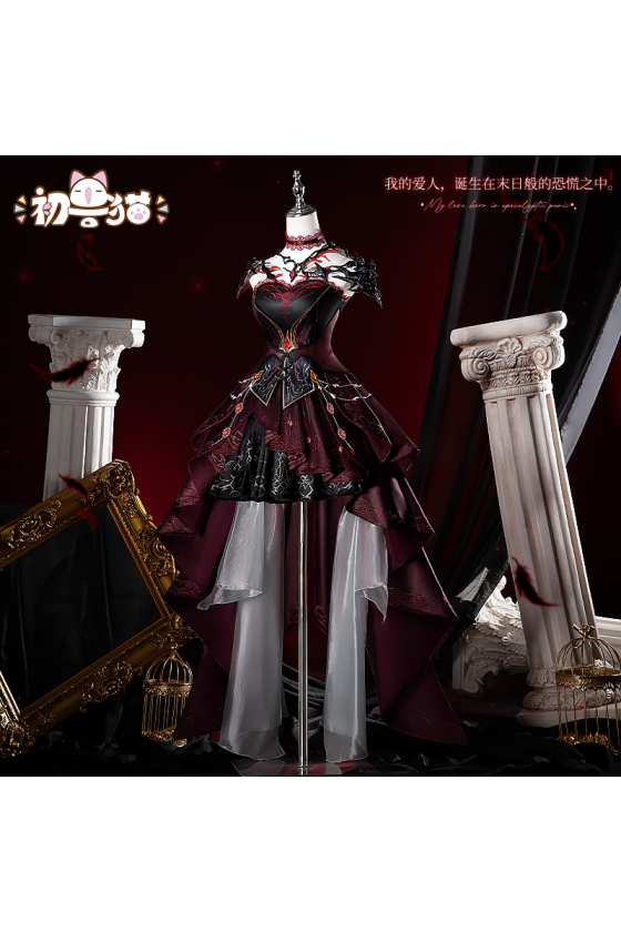 ChuShouMao Love and Deepspace Sylus Abyssal Chaos Final Farewell Red Black Gothic Dress Cosplay Costume